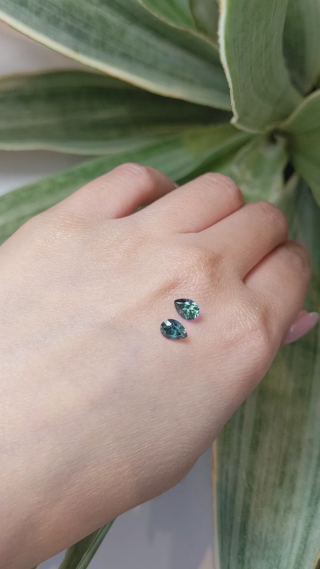 1.36&nbsp;Ct.Tw.Total Carat Weight Greenish Blue Sapphire Pair from Montana Size Video