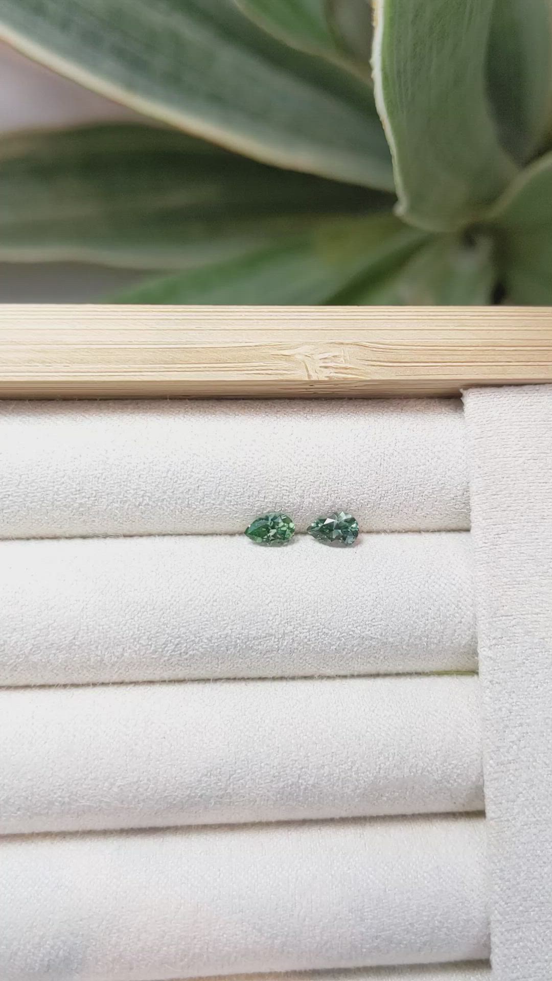 0.85 Ct.Tw.Total Carat Weight Green Sapphire Pair from Montana Size Video