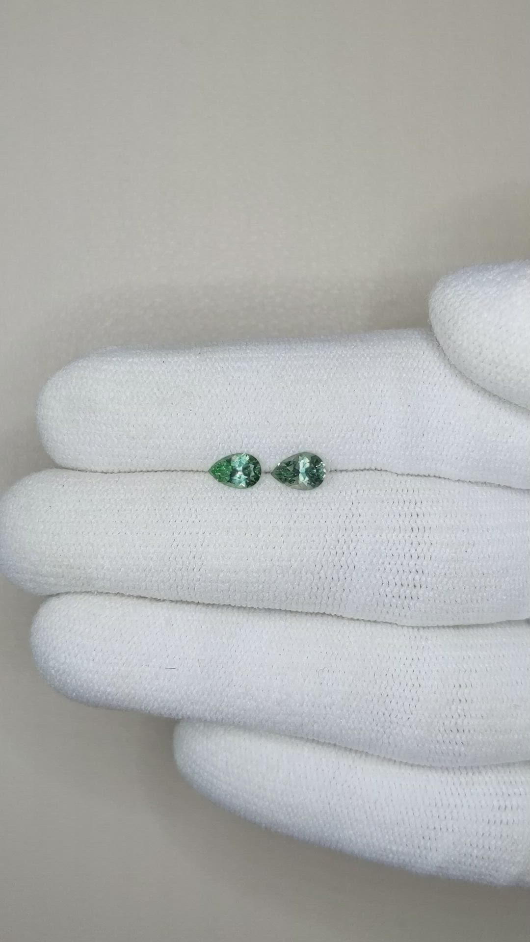 0.85 Ct.Tw.Total Carat Weight Green Sapphire Pair from Montana Size Video