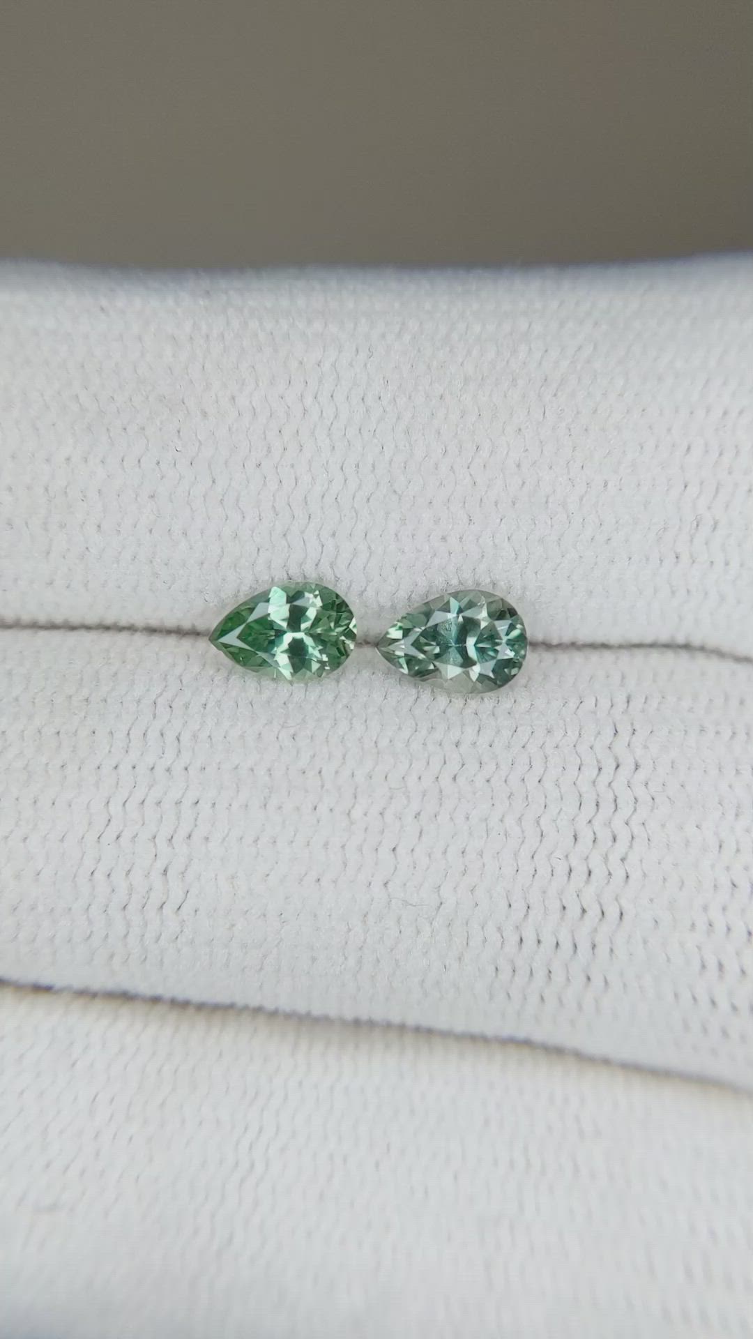 0.85 Ct.Tw.Total Carat Weight Green Sapphire Pair from Montana Size Video