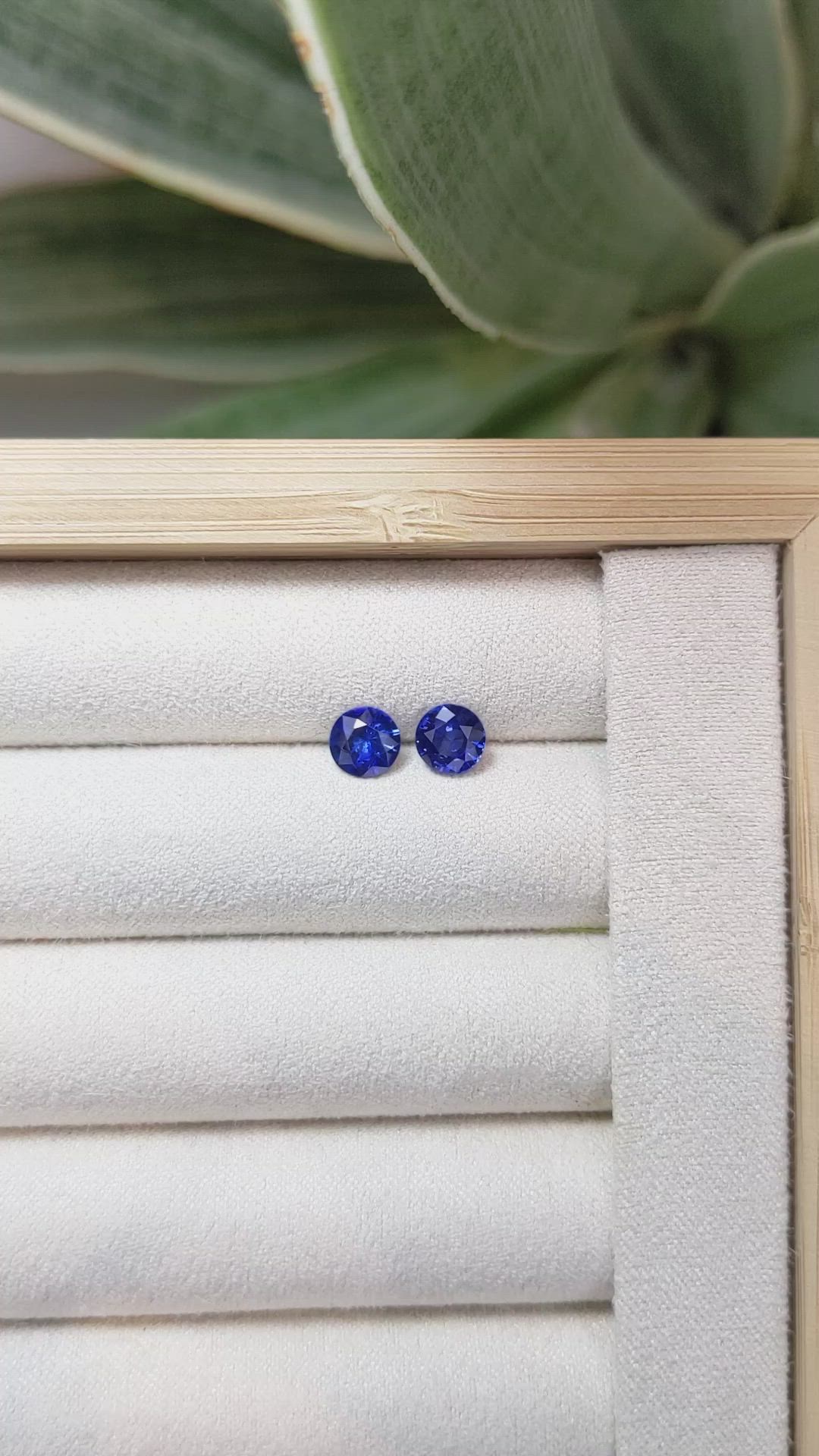 1.85&nbsp;Ct.Tw.Total Carat Weight Blue Sapphire Pair from Ceylon (Sri Lanka) Size Video