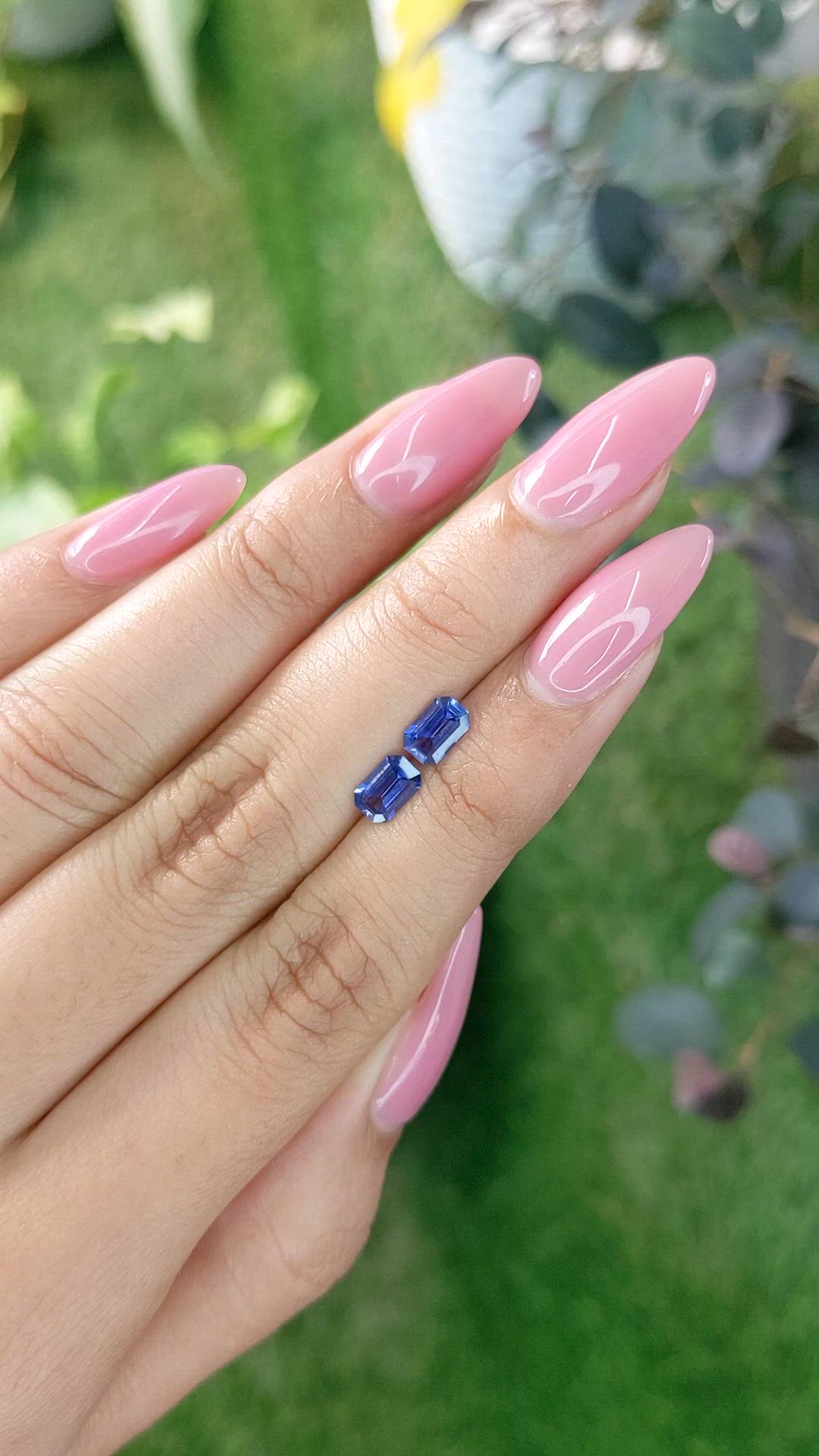 1.22 Ct.Tw.Total Carat Weight Blue Sapphire Pair from Ceylon (Sri Lanka) Size Video