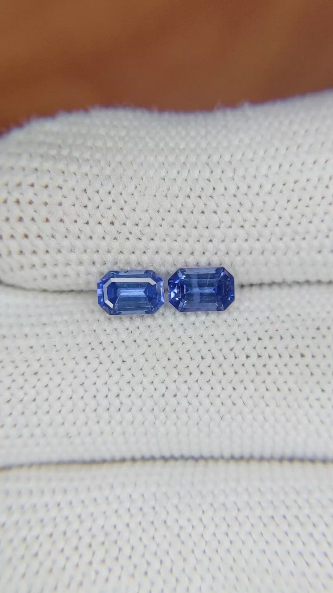 1.40 Ct.Tw.Total Carat Weight Blue Sapphire Pair from Ceylon (Sri Lanka) Size Video
