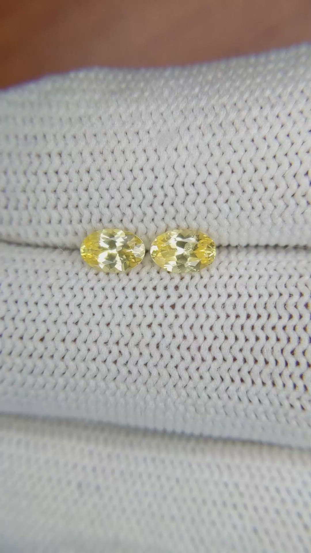 0.93 Ct.Tw.Total Carat Weight Yellow Sapphire Pair from Ceylon (Sri Lanka) Size Video