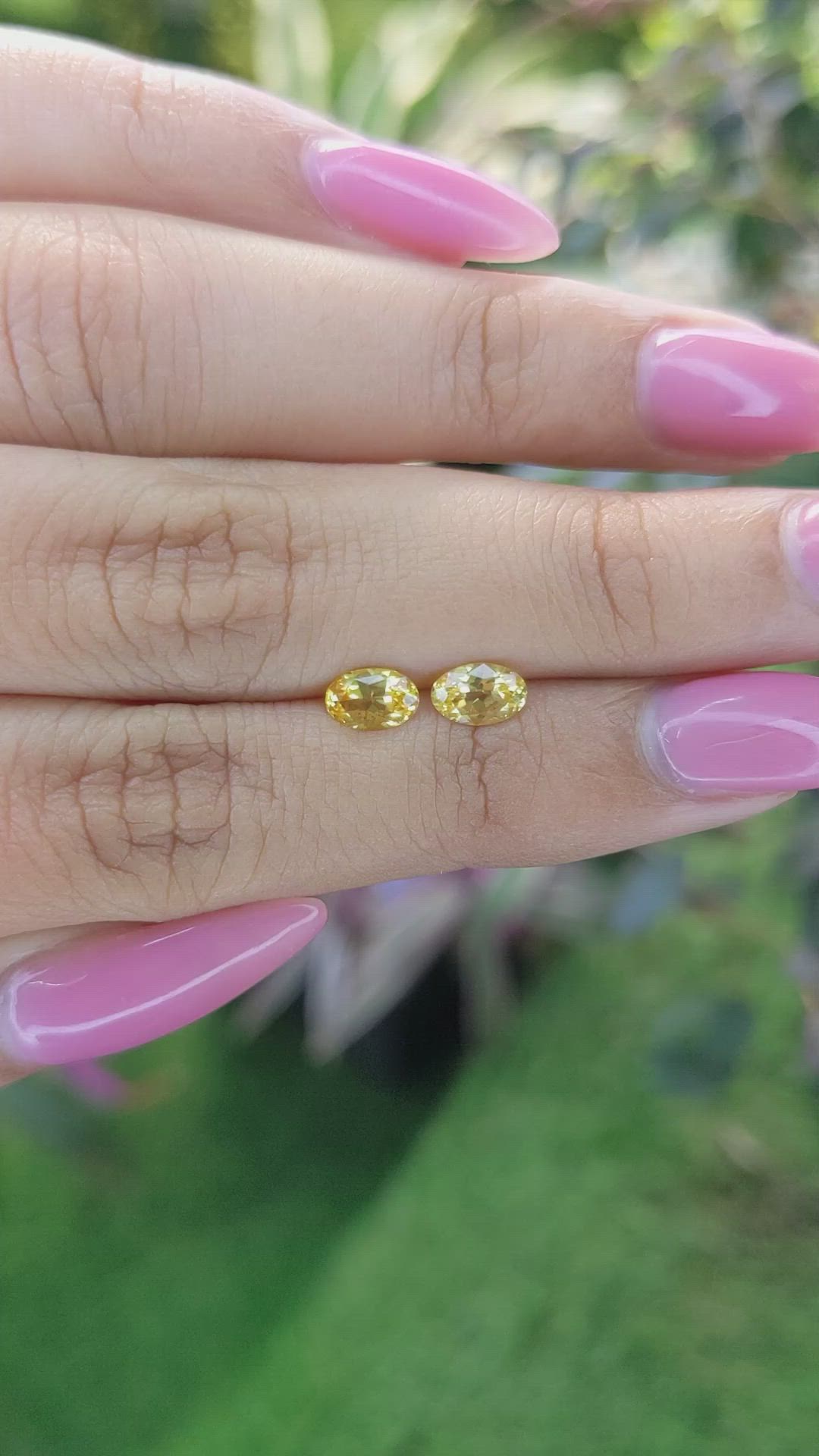 1.06 Ct.Tw.Total Carat Weight Yellow Sapphire Pair from Ceylon (Sri Lanka) Size Video