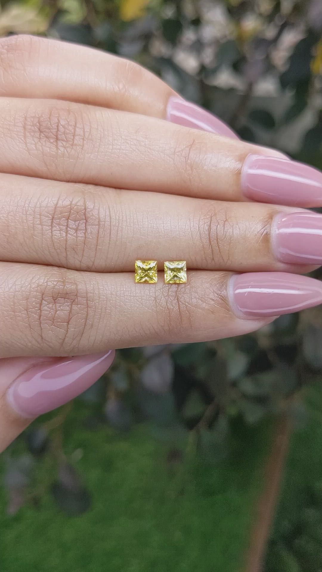 0.92&nbsp;Ct.Tw.Total Carat Weight Yellow Sapphire Pair from Ceylon (Sri Lanka) Size Video