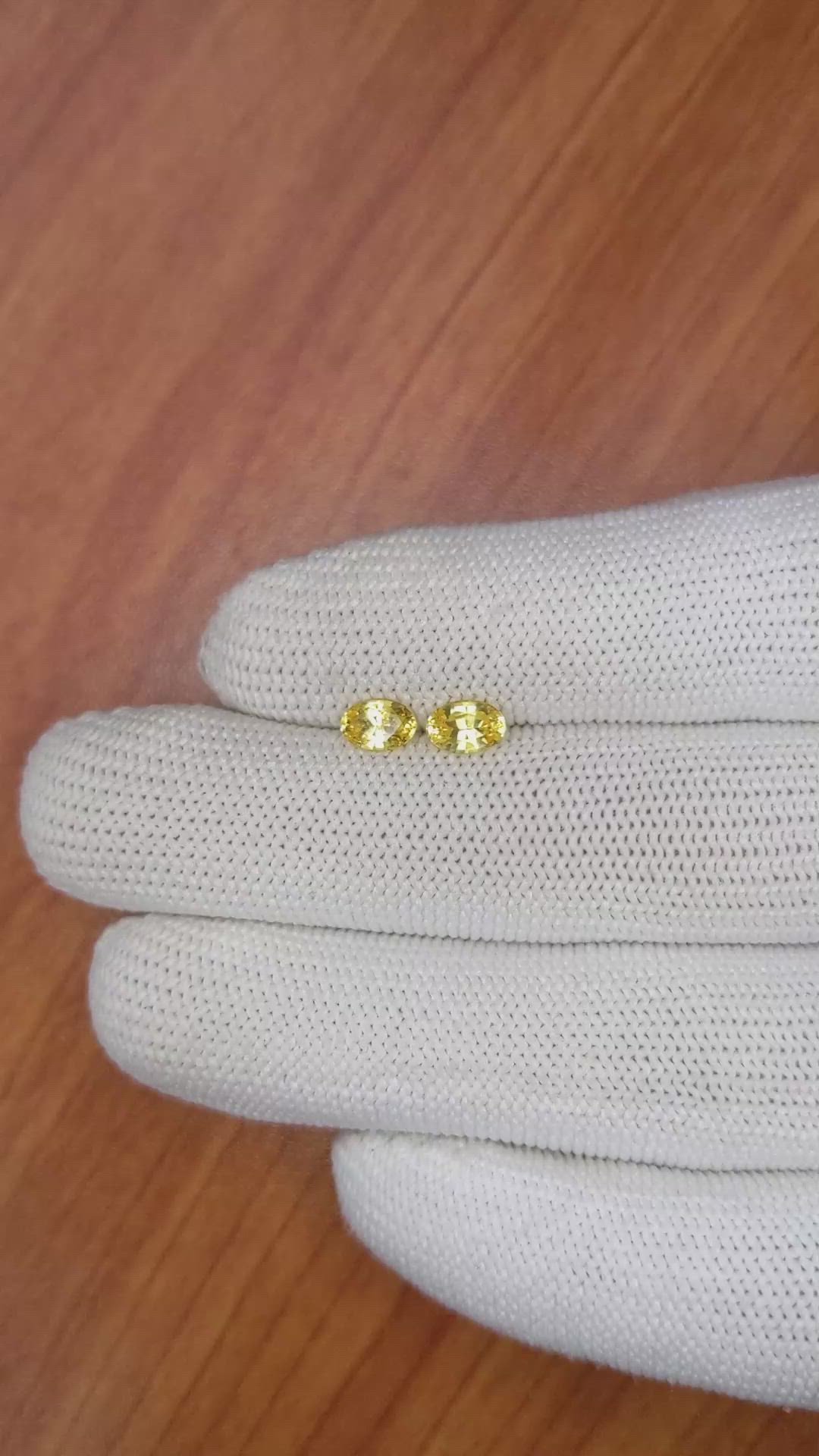 1.19 Ct.Tw.Total Carat Weight Yellow Sapphire Pair from Ceylon (Sri Lanka) Size Video