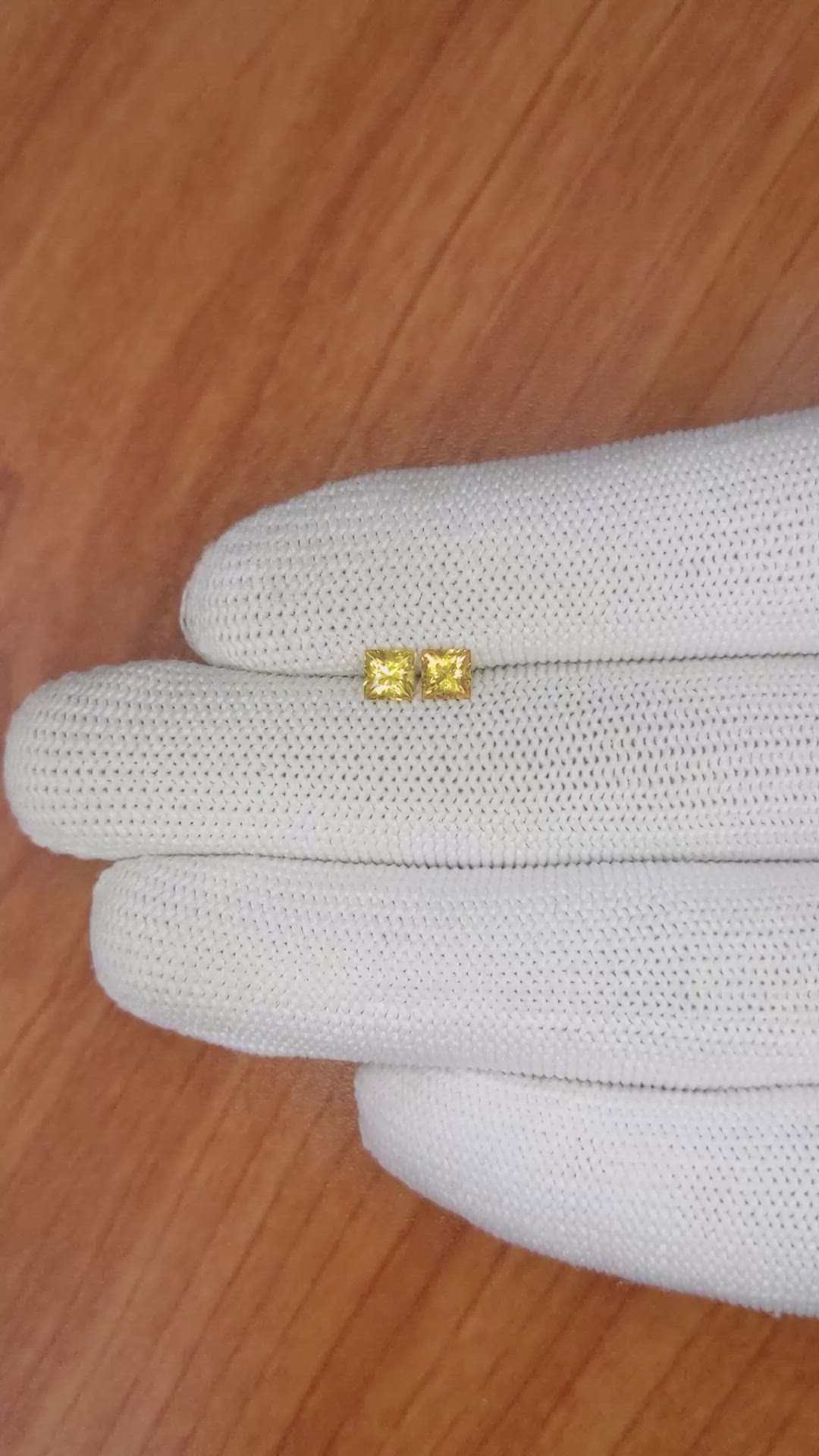 0.86 Ct.Tw.Total Carat Weight Yellow Sapphire Pair from Ceylon (Sri Lanka) Size Video