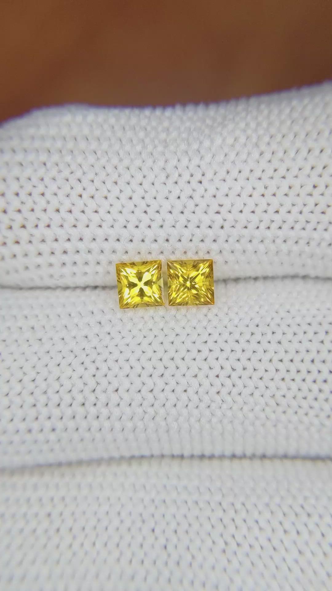 0.97&nbsp;Ct.Tw.Total Carat Weight Yellow Sapphire Pair from Ceylon (Sri Lanka) Size Video