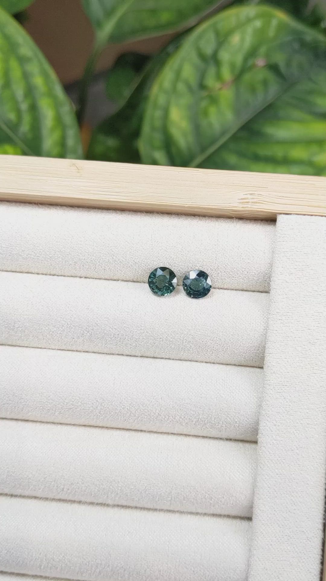 2.58 Ct.Tw.Total Carat Weight Bluish Green Sapphire Pair from Madagascar Size Video