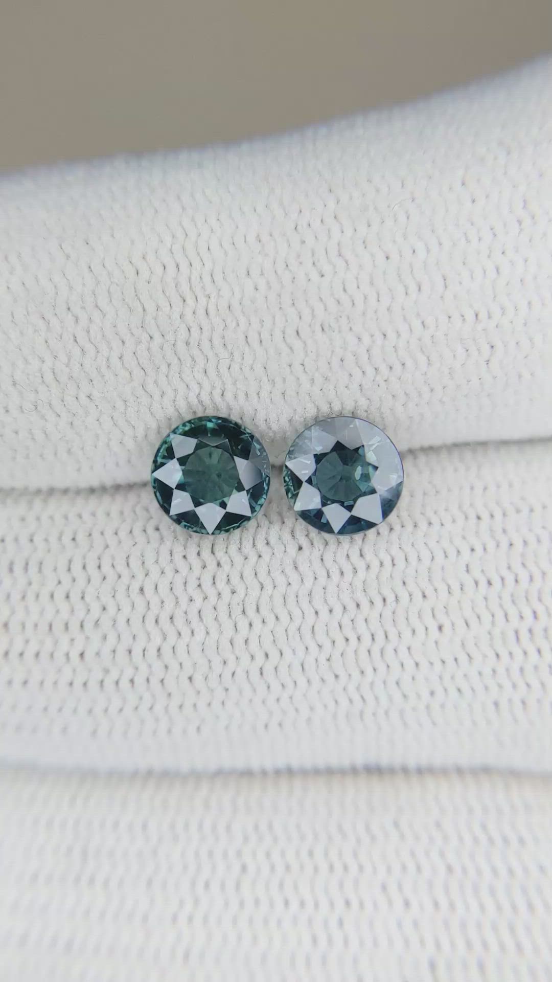 2.58 Ct.Tw.Total Carat Weight Bluish Green Sapphire Pair from Madagascar Size Video