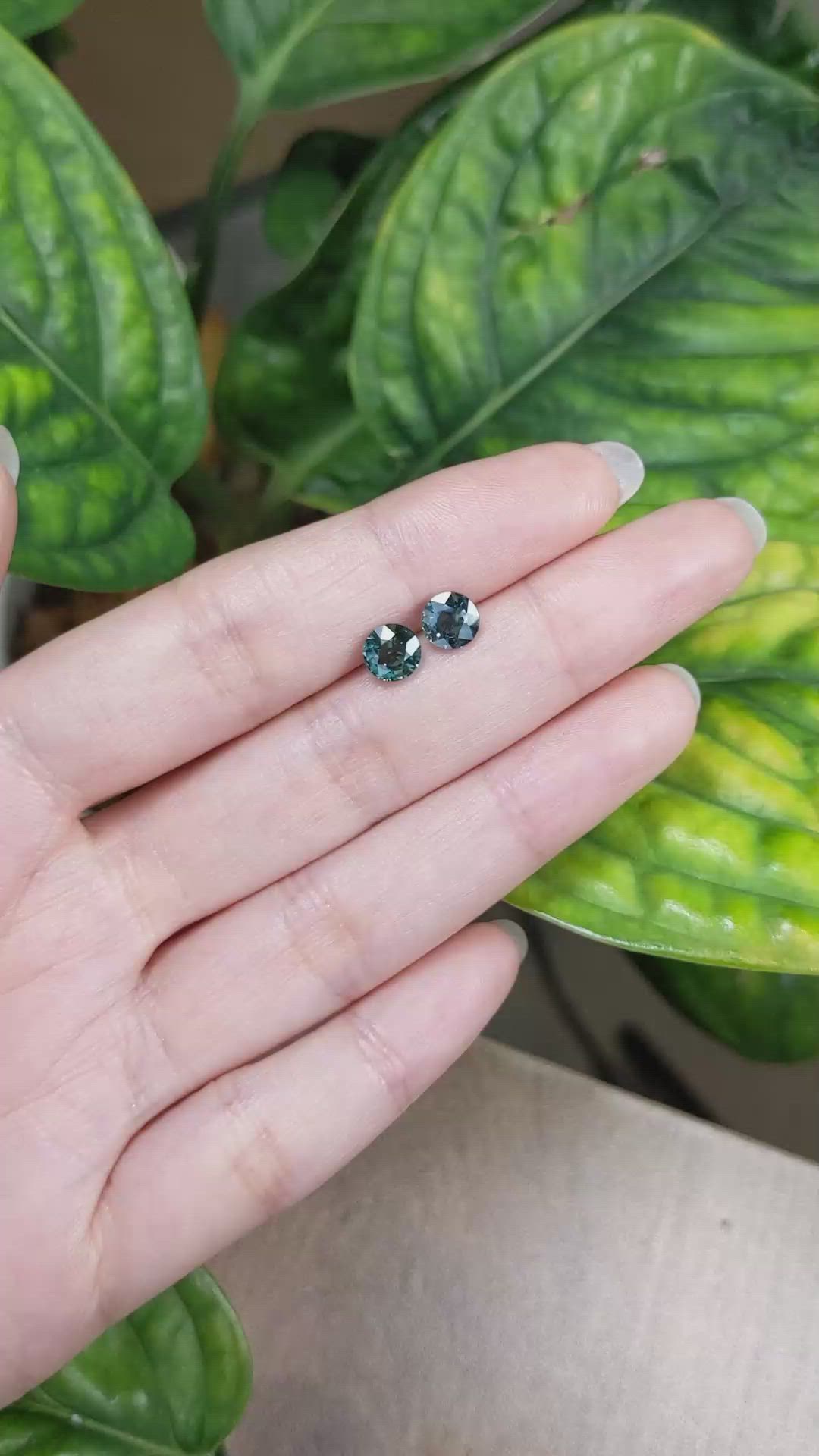 2.58 Ct.Tw.Total Carat Weight Bluish Green Sapphire Pair from Madagascar Size Video