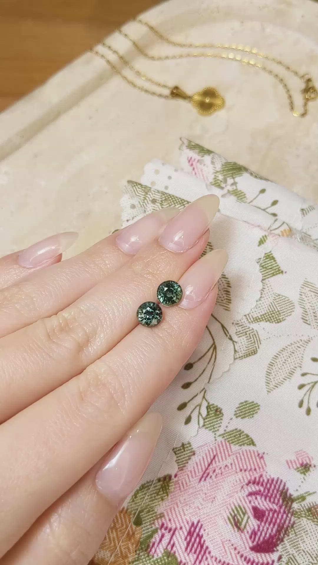 3.24&nbsp;Ct.Tw.Total Carat Weight Green Sapphire Pair from Madagascar Size Video