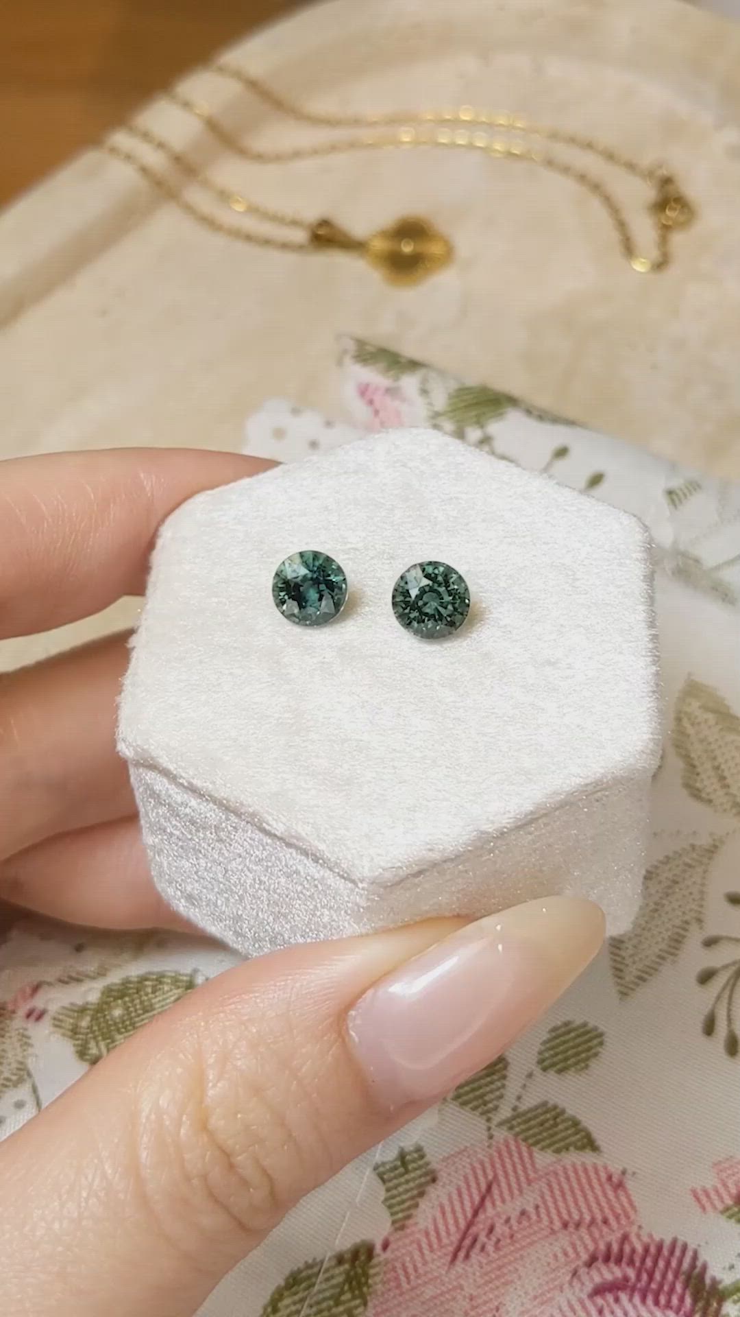 3.24&nbsp;Ct.Tw.Total Carat Weight Green Sapphire Pair from Madagascar Size Video