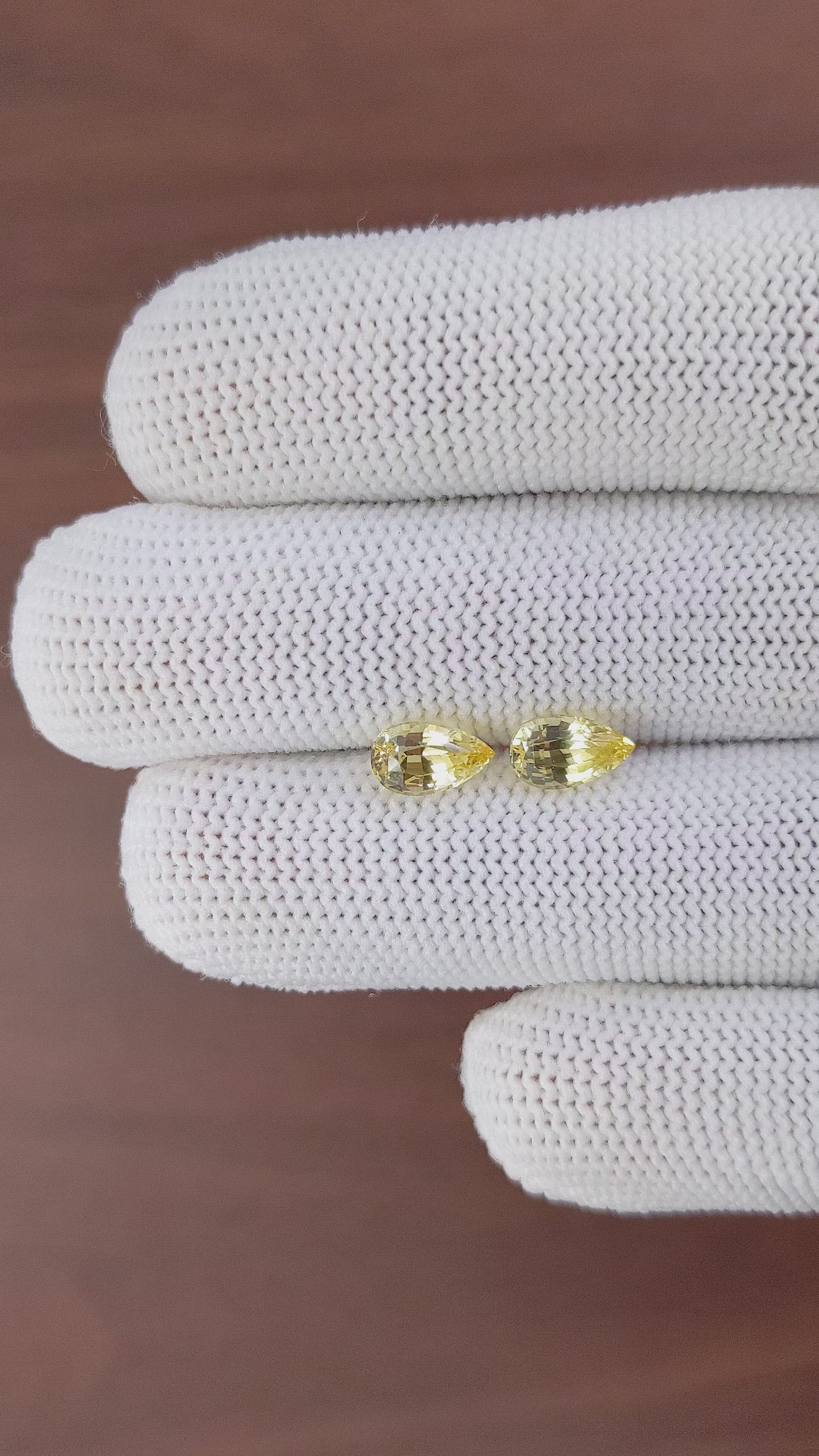 2.44 Ct.Tw.Total Carat Weight Yellow Sapphire Pair from Ceylon (Sri Lanka) Size Video