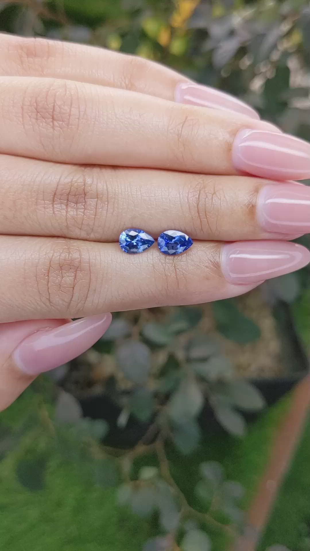 1.75 Ct.Tw.Total Carat Weight Blue Sapphire Pair from Ceylon (Sri Lanka) Size Video