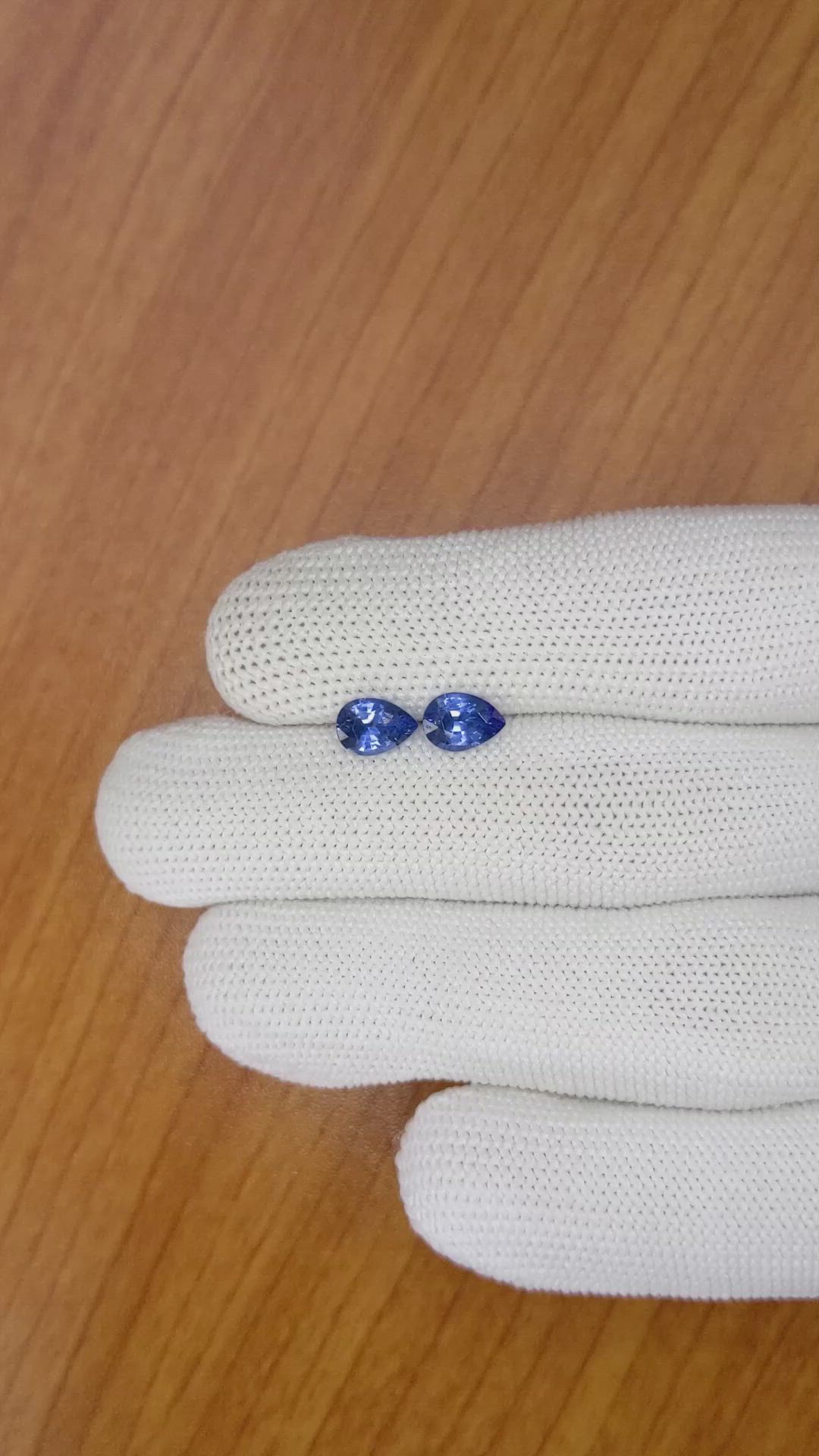 1.75 Ct.Tw.Total Carat Weight Blue Sapphire Pair from Ceylon (Sri Lanka) Size Video