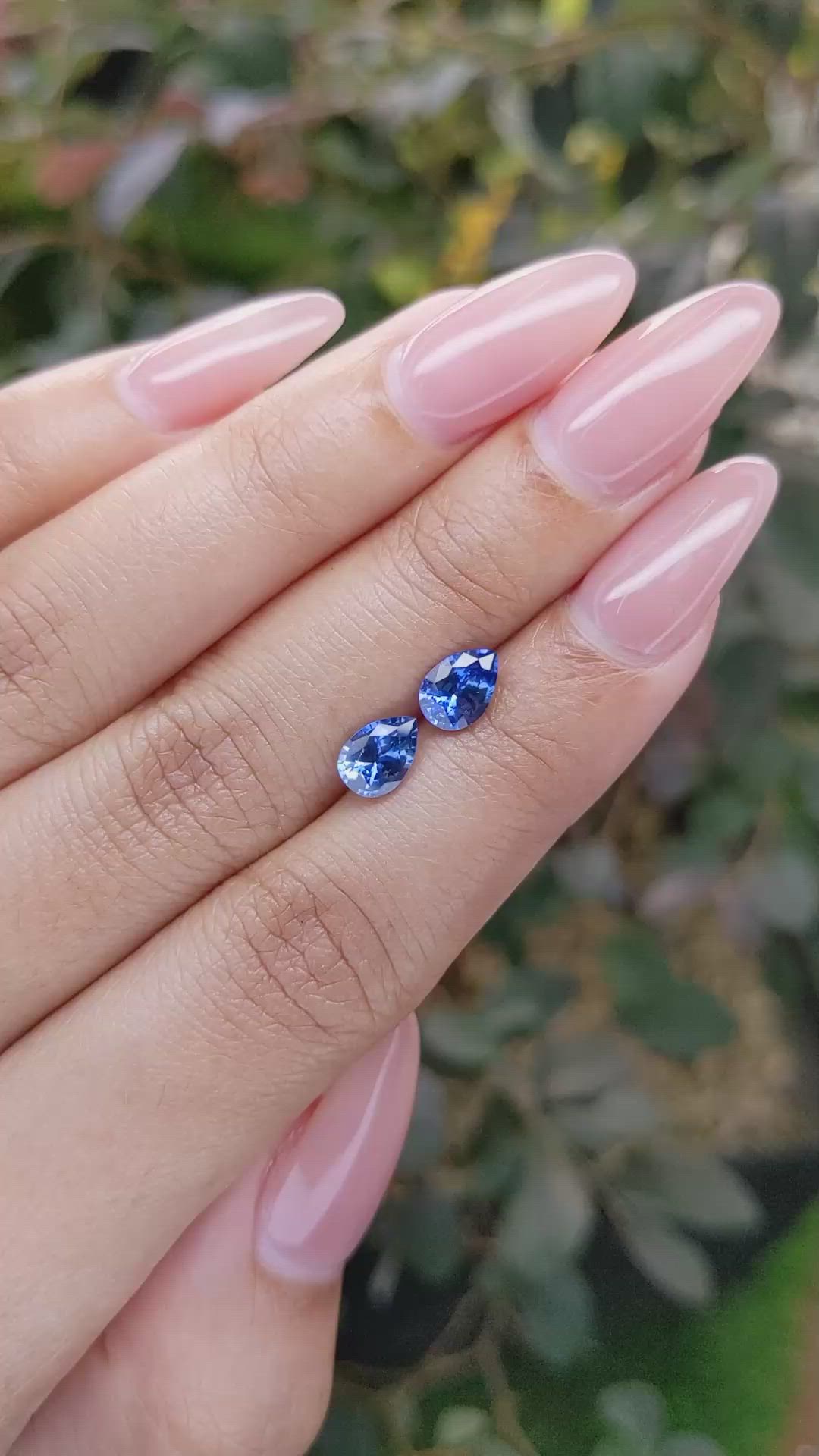 1.75 Ct.Tw.Total Carat Weight Blue Sapphire Pair from Ceylon (Sri Lanka) Size Video