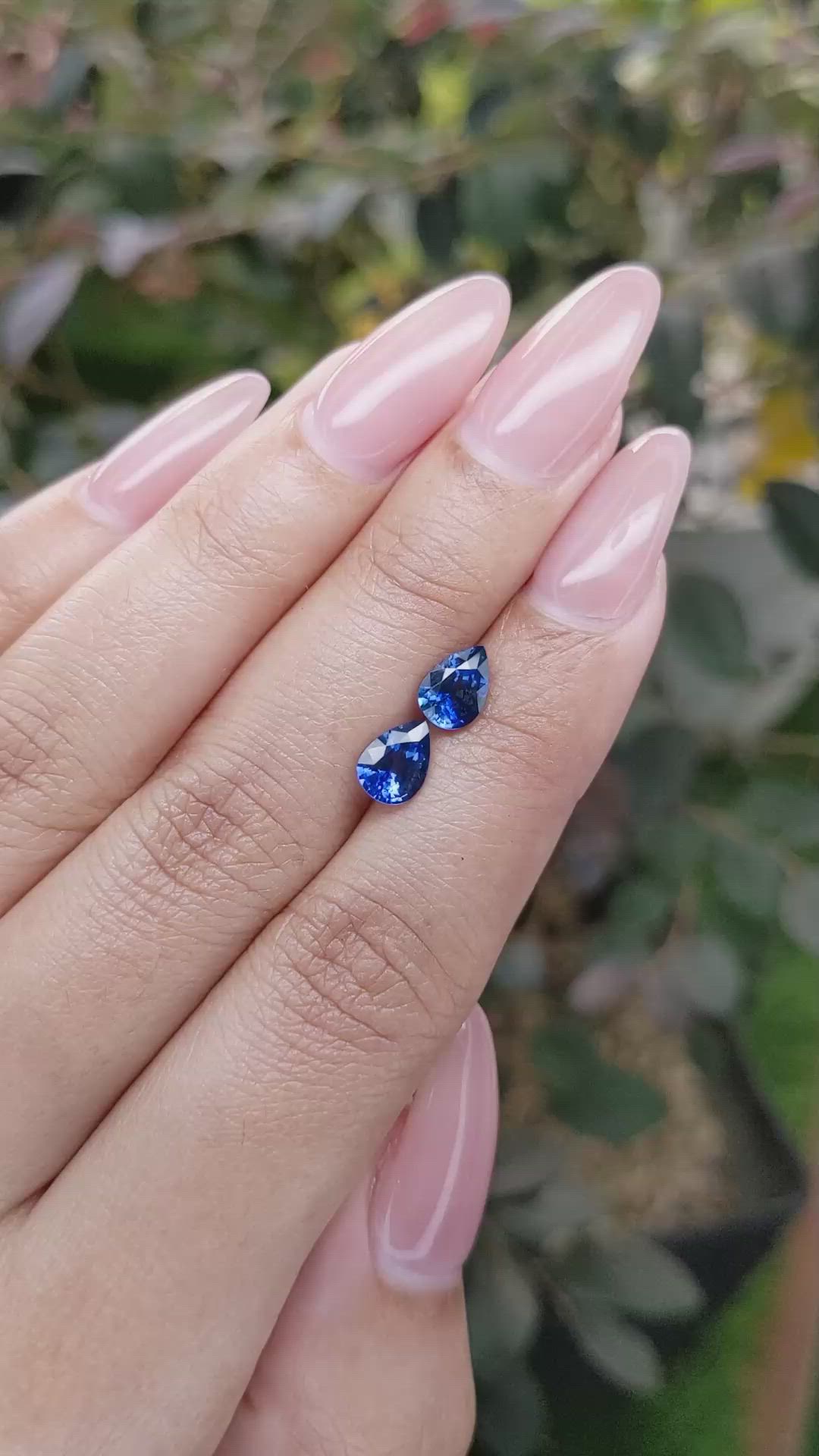 1.78&nbsp;Ct.Tw.Total Carat Weight Blue Sapphire Pair from Ceylon (Sri Lanka) Size Video