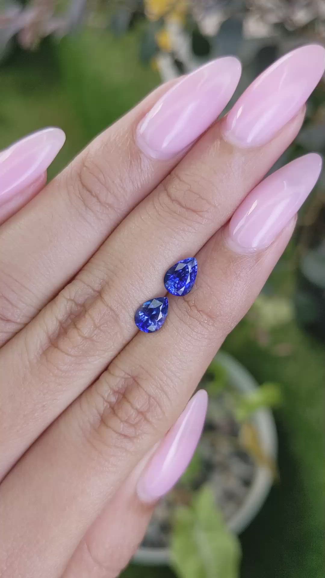 1.70 Ct.Tw.Total Carat Weight Blue Sapphire Pair from Ceylon (Sri Lanka) Size Video