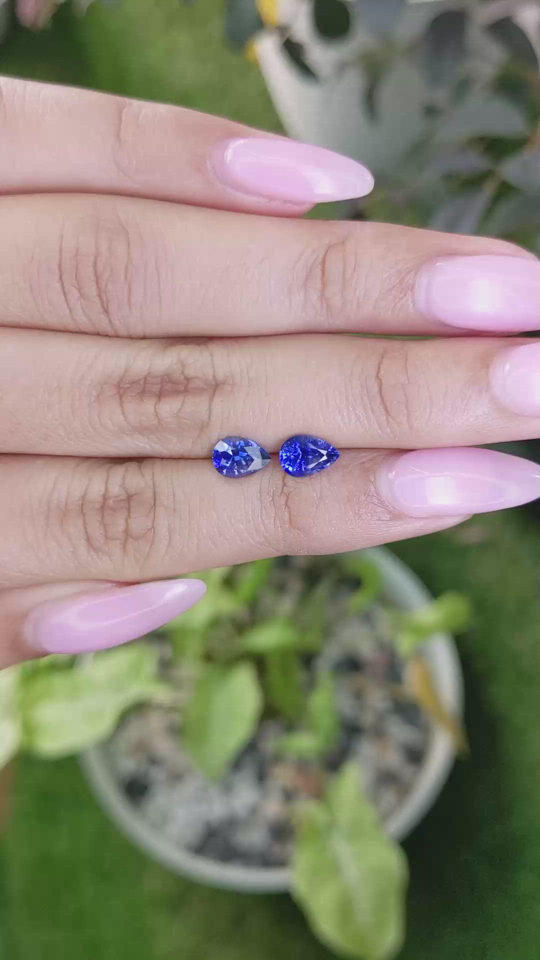 1.70 Ct.Tw.Total Carat Weight Blue Sapphire Pair from Ceylon (Sri Lanka) Size Video