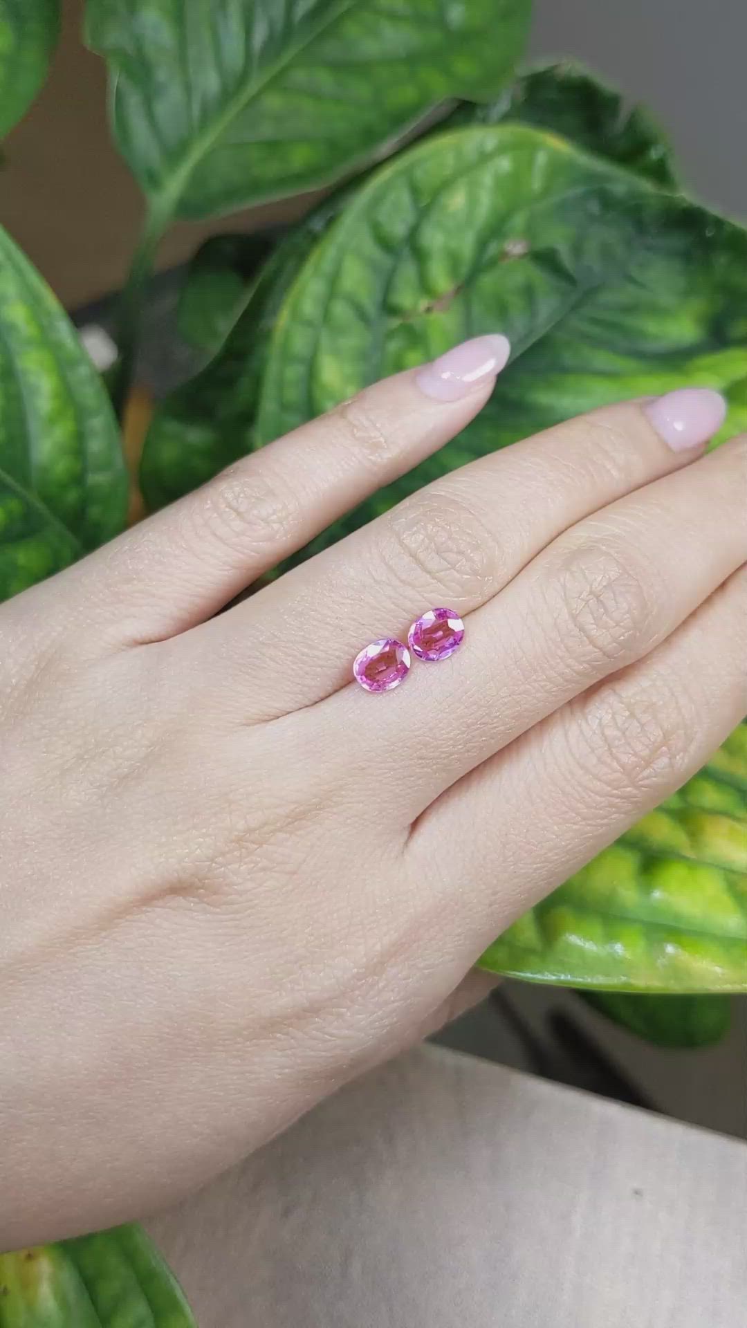 1.75&nbsp;Ct.Tw.Total Carat Weight Pink Sapphire Pair from Madagascar Size Video