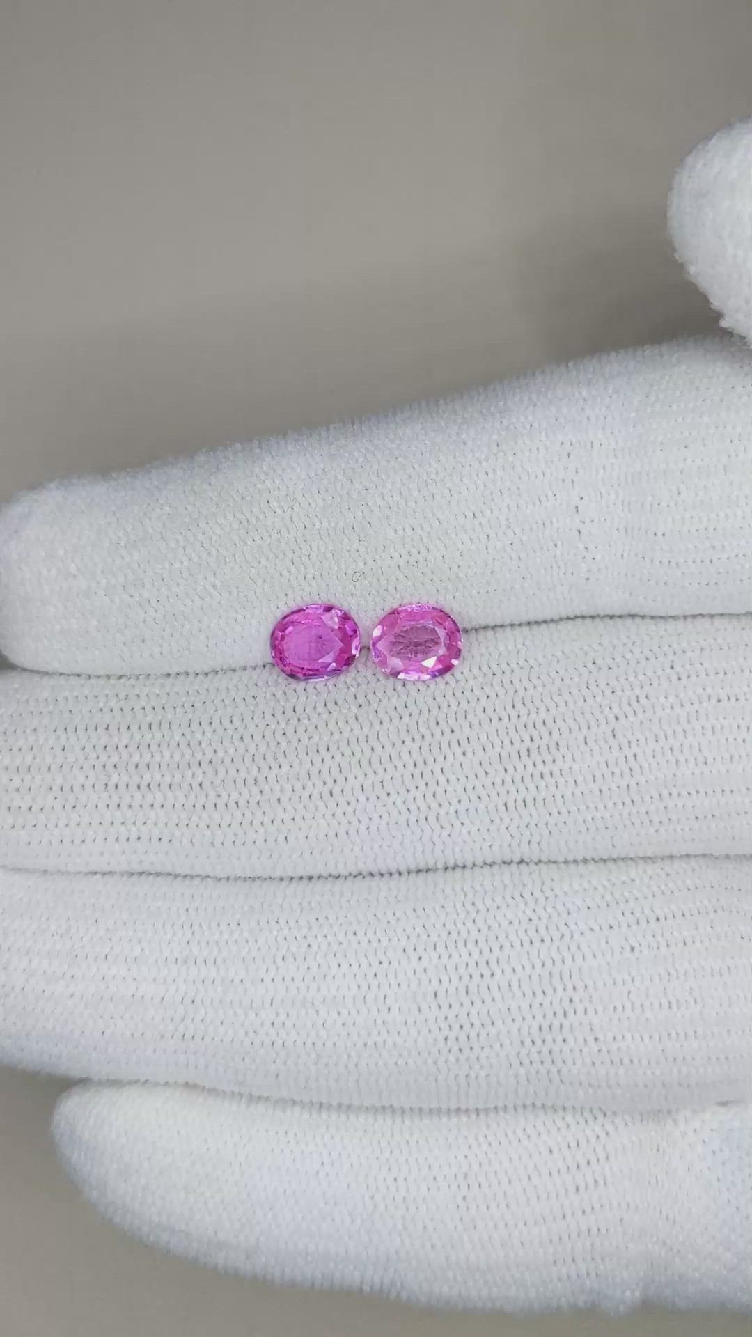 1.75&nbsp;Ct.Tw.Total Carat Weight Pink Sapphire Pair from Madagascar Size Video