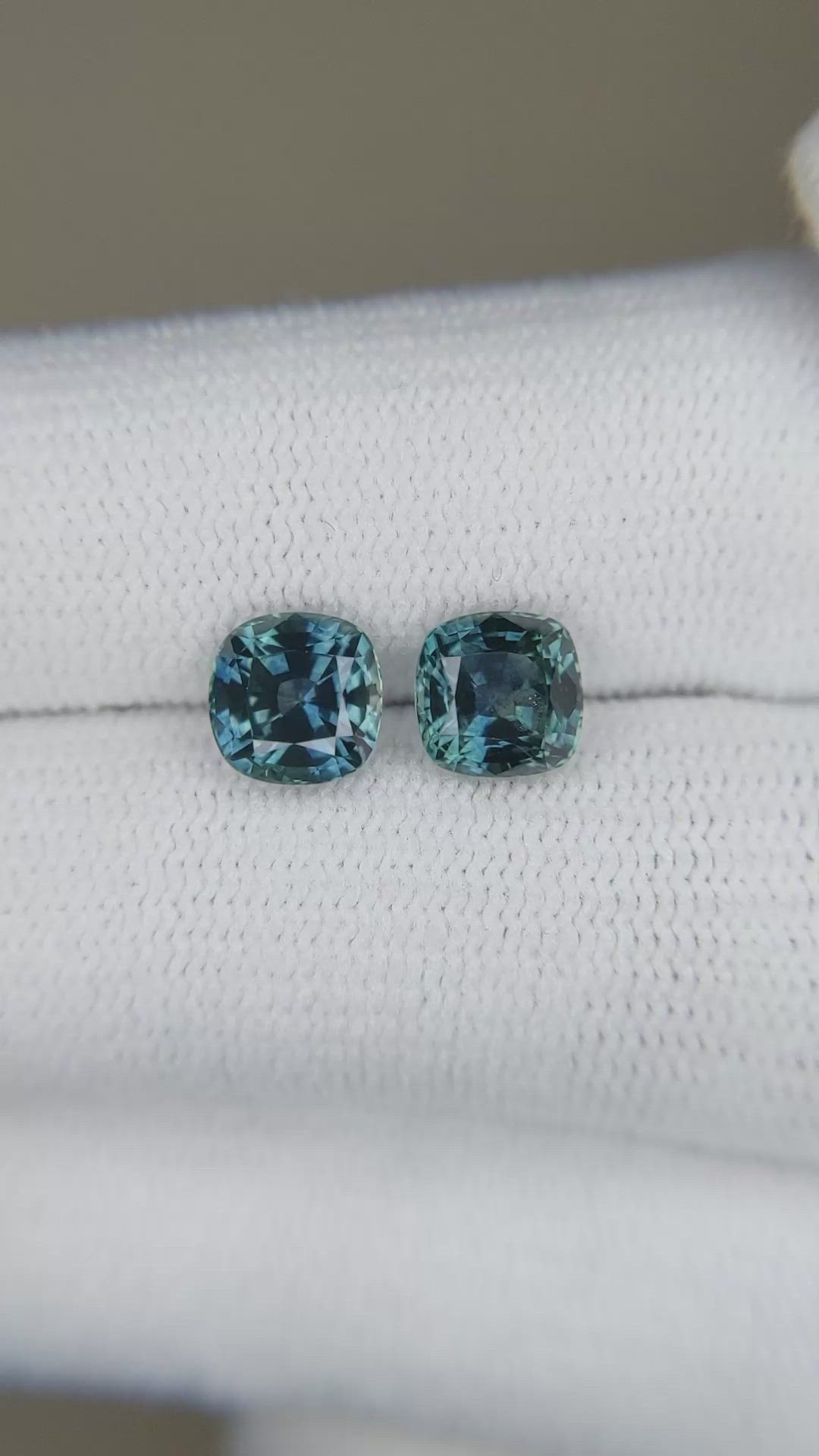 2.75 Ct.Tw.Total Carat Weight Greenish Blue Sapphire Pair from Montana Size Video