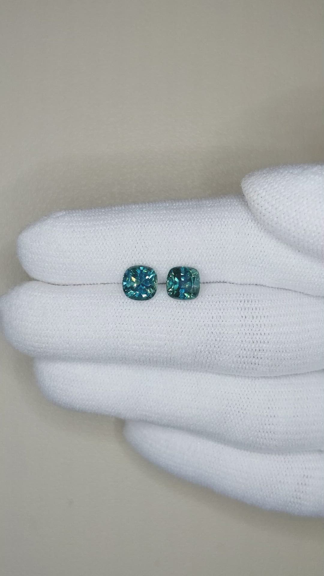 2.75 Ct.Tw.Total Carat Weight Greenish Blue Sapphire Pair from Montana Size Video