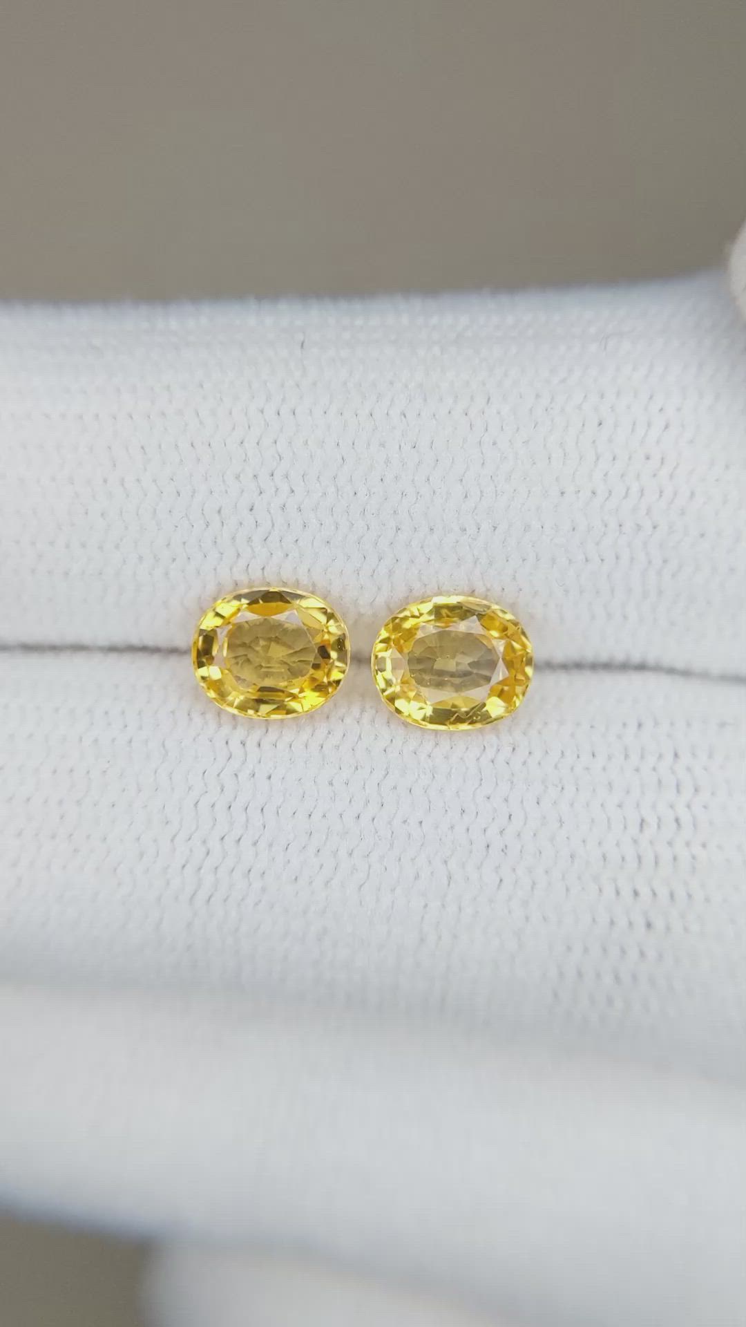 1.81&nbsp;Ct.Tw.Total Carat Weight Yellow Sapphire Pair from Ceylon (Sri Lanka) Size Video