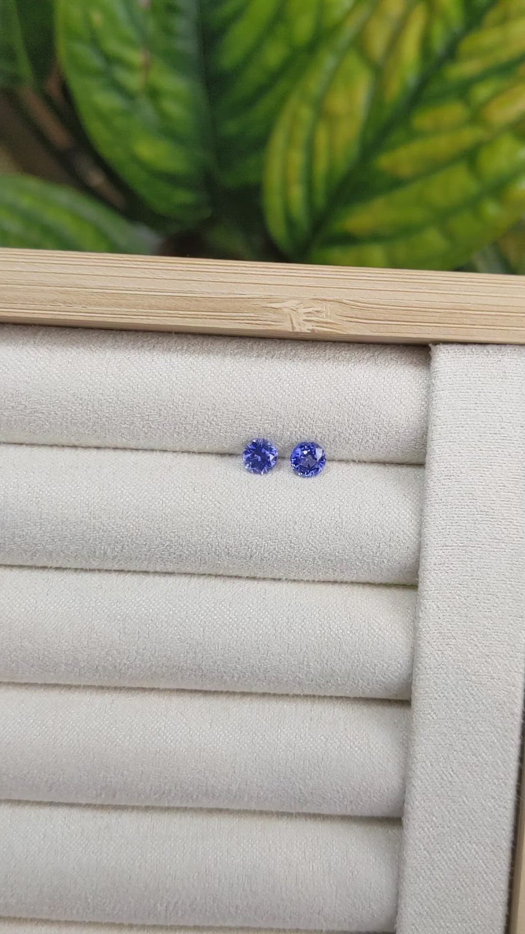 1.01 Ct.Tw.Total Carat Weight Blue Sapphire Pair from Ceylon (Sri Lanka) Size Video