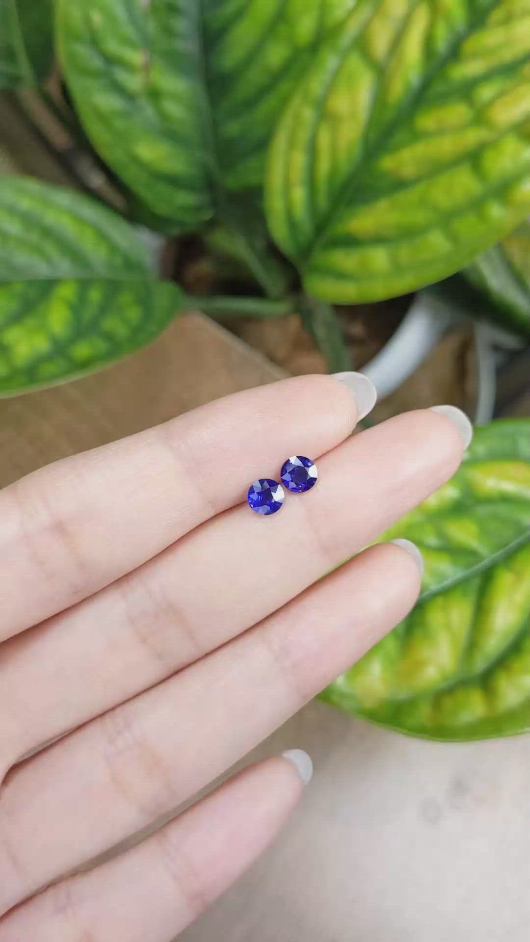 1.04&nbsp;Ct.Tw.Total Carat Weight Blue Sapphire Pair from Ceylon (Sri Lanka) Size Video