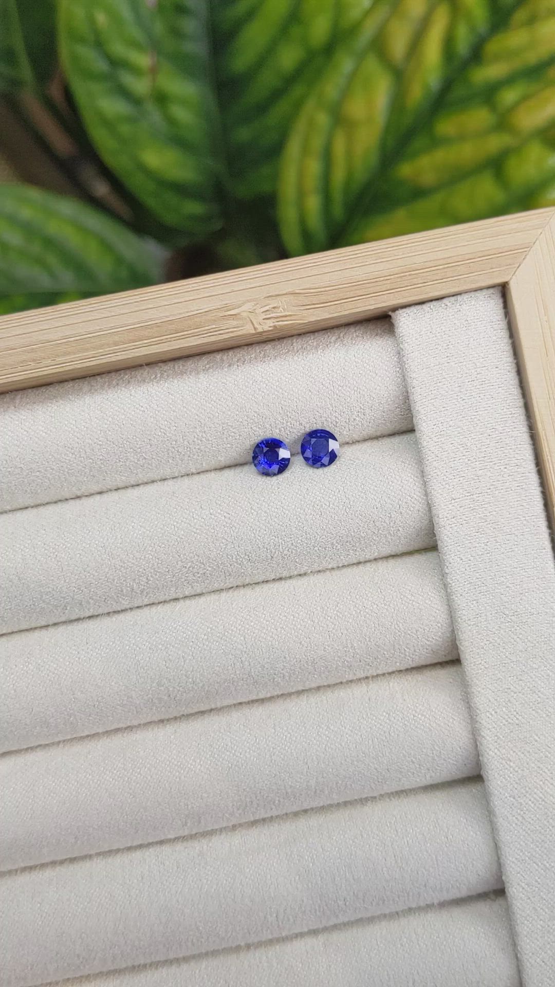 1.11&nbsp;Ct.Tw.Total Carat Weight Blue Sapphire Pair from Ceylon (Sri Lanka) Size Video