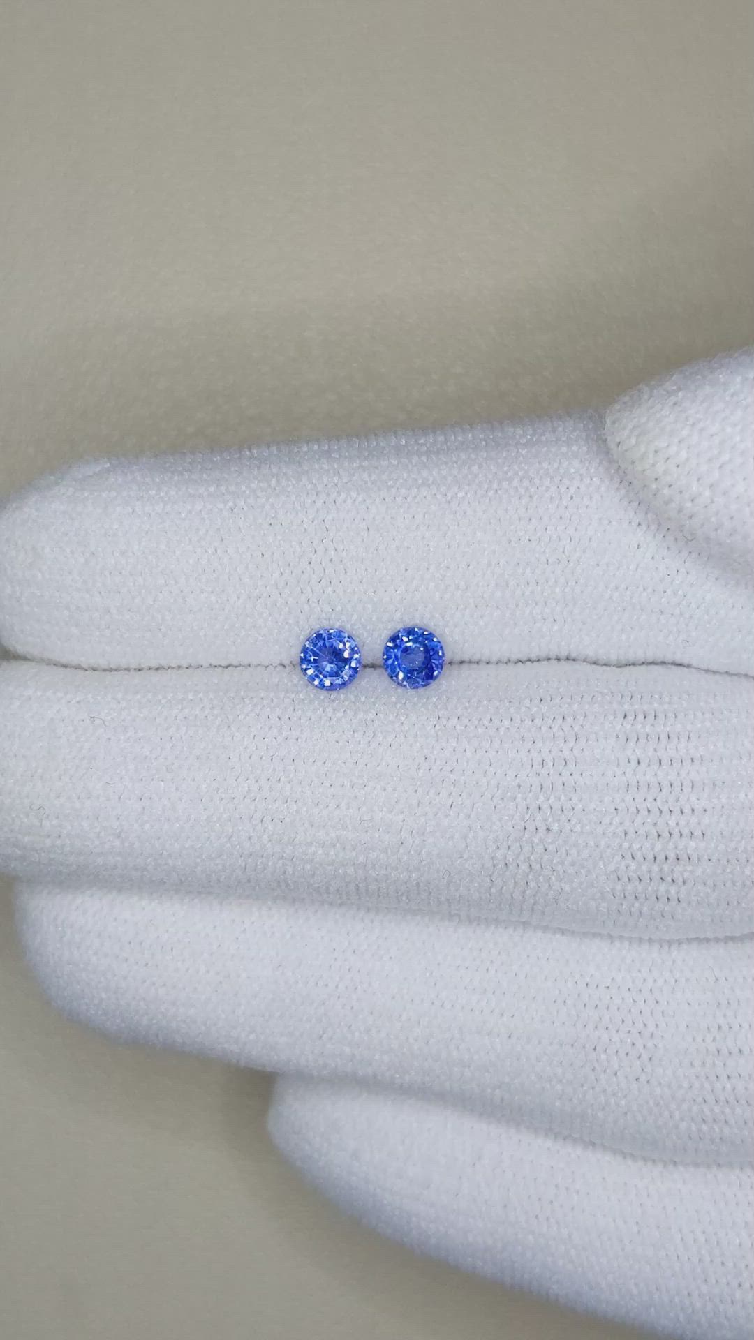 0.56 Ct.Tw.Total Carat Weight Blue Sapphire Pair from Ceylon (Sri Lanka) Size Video