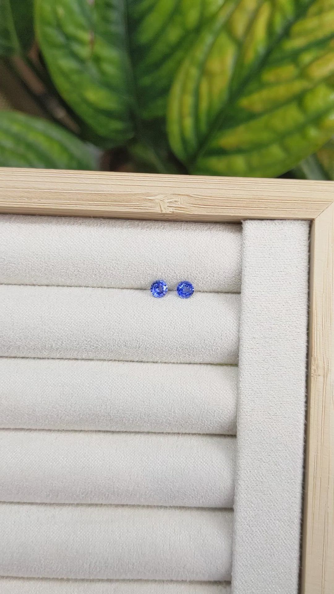 0.56 Ct.Tw.Total Carat Weight Blue Sapphire Pair from Ceylon (Sri Lanka) Size Video