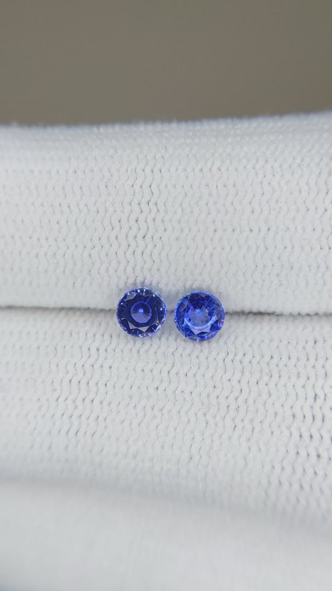 0.56 Ct.Tw.Total Carat Weight Blue Sapphire Pair from Ceylon (Sri Lanka) Size Video