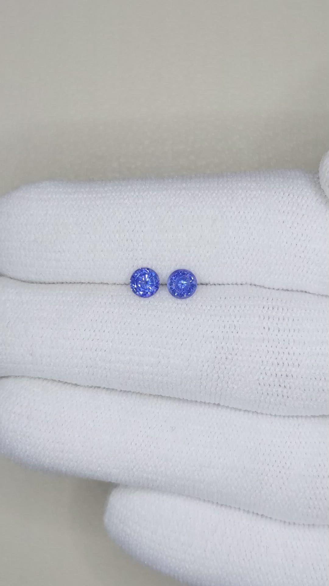 0.58&nbsp;Ct.Tw.Total Carat Weight Blue Sapphire Pair from Ceylon (Sri Lanka) Size Video