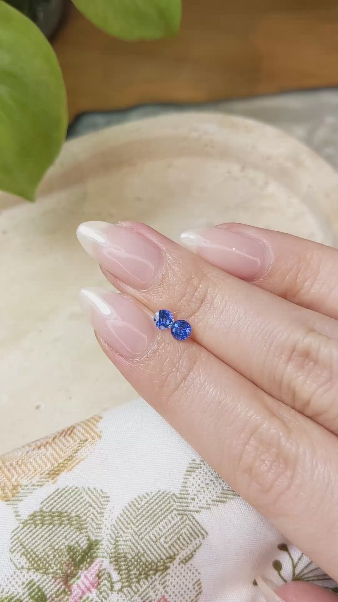 0.58&nbsp;Ct.Tw.Total Carat Weight Blue Sapphire Pair from Ceylon (Sri Lanka) Size Video