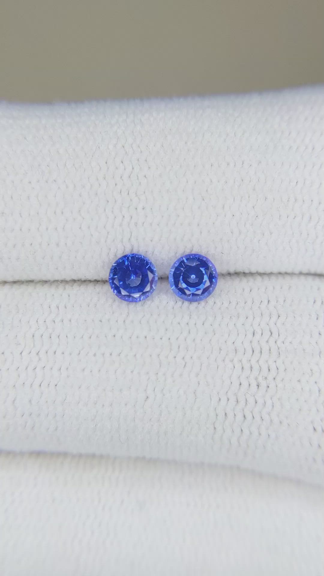 0.58&nbsp;Ct.Tw.Total Carat Weight Blue Sapphire Pair from Ceylon (Sri Lanka) Size Video