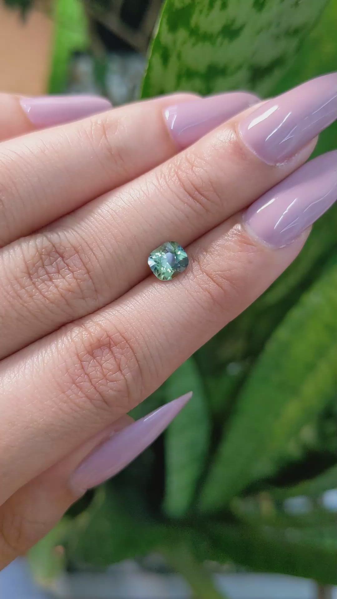 1.01 Ct. Bluish Green Sapphire from Ceylon (Sri Lanka) Size Video