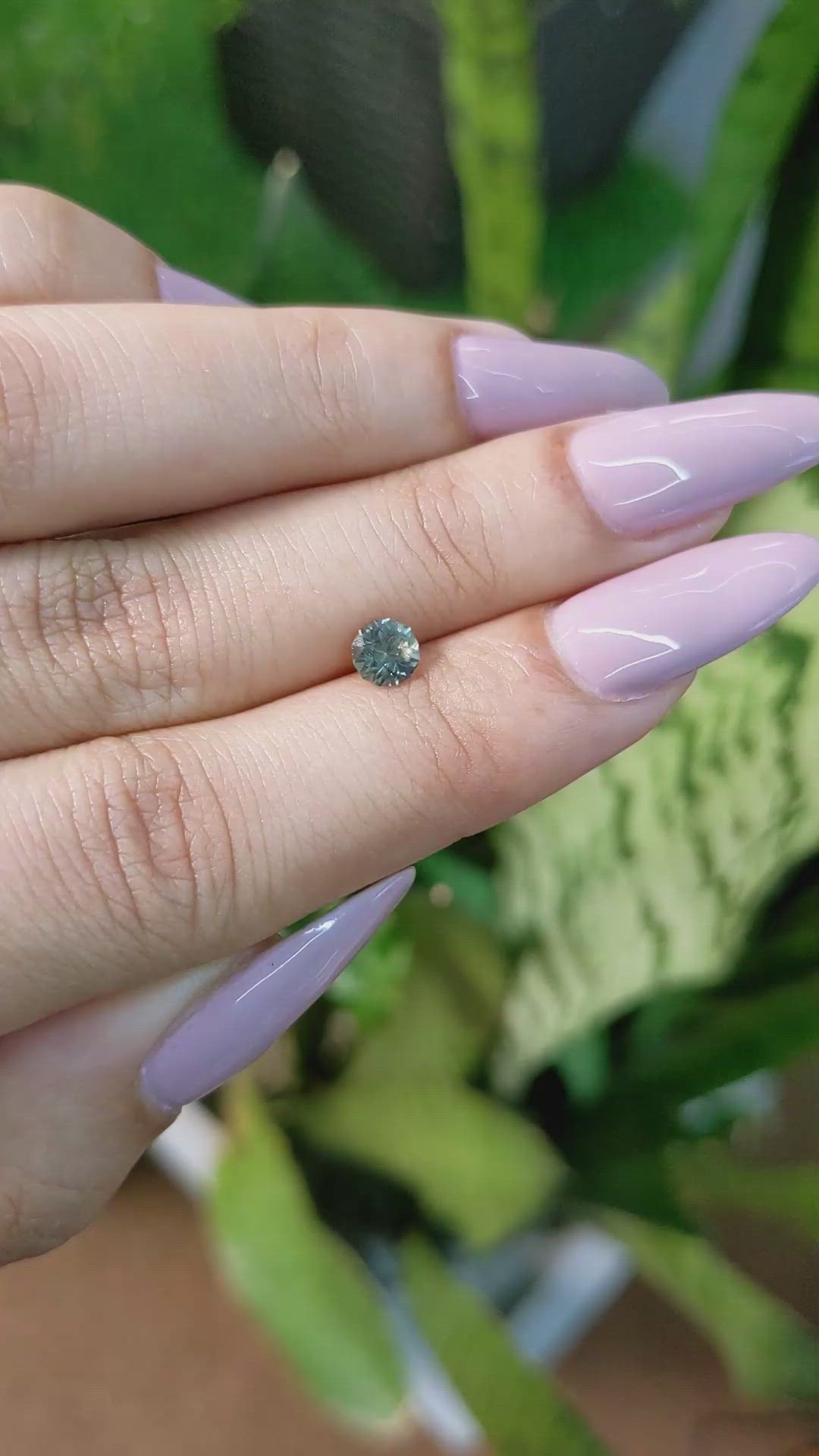 0.58 Ct. Bluish Green Sapphire from Ceylon (Sri Lanka) Size Video