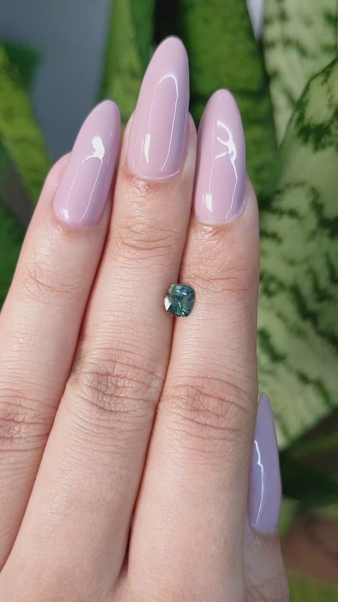0.91 Ct. Bluish Green Sapphire from Ceylon (Sri Lanka) Size Video