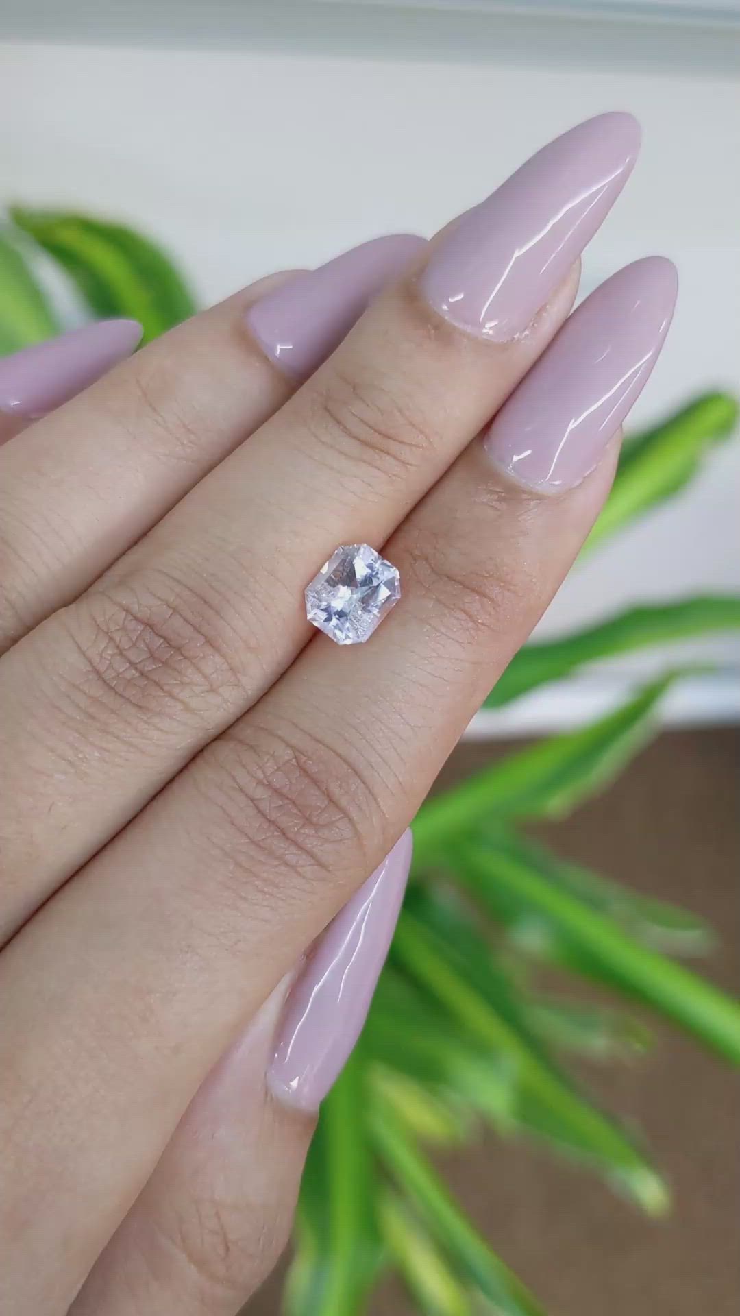 1.85 Ct. White Sapphire from Ceylon (Sri Lanka) Size Video