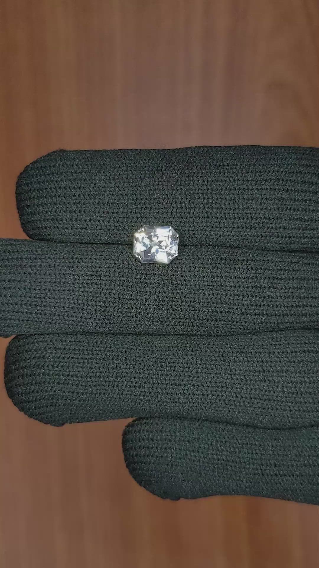 1.85 Ct. White Sapphire from Ceylon (Sri Lanka) Size Video