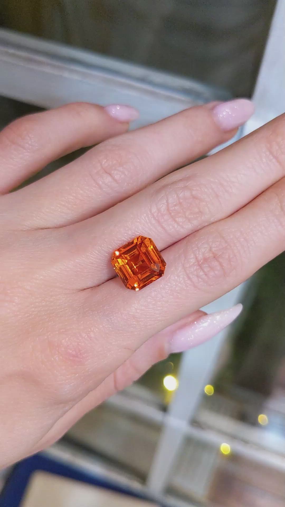 8.01 Ct. Orange Sapphire from Ceylon (Sri Lanka) Size Video