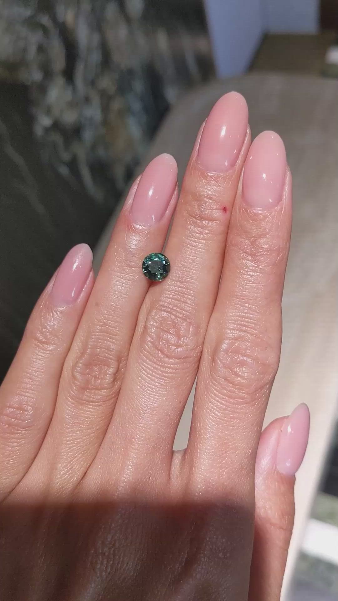 1.53 Ct. Bluish Green Sapphire from Ceylon (Sri Lanka) Size Video