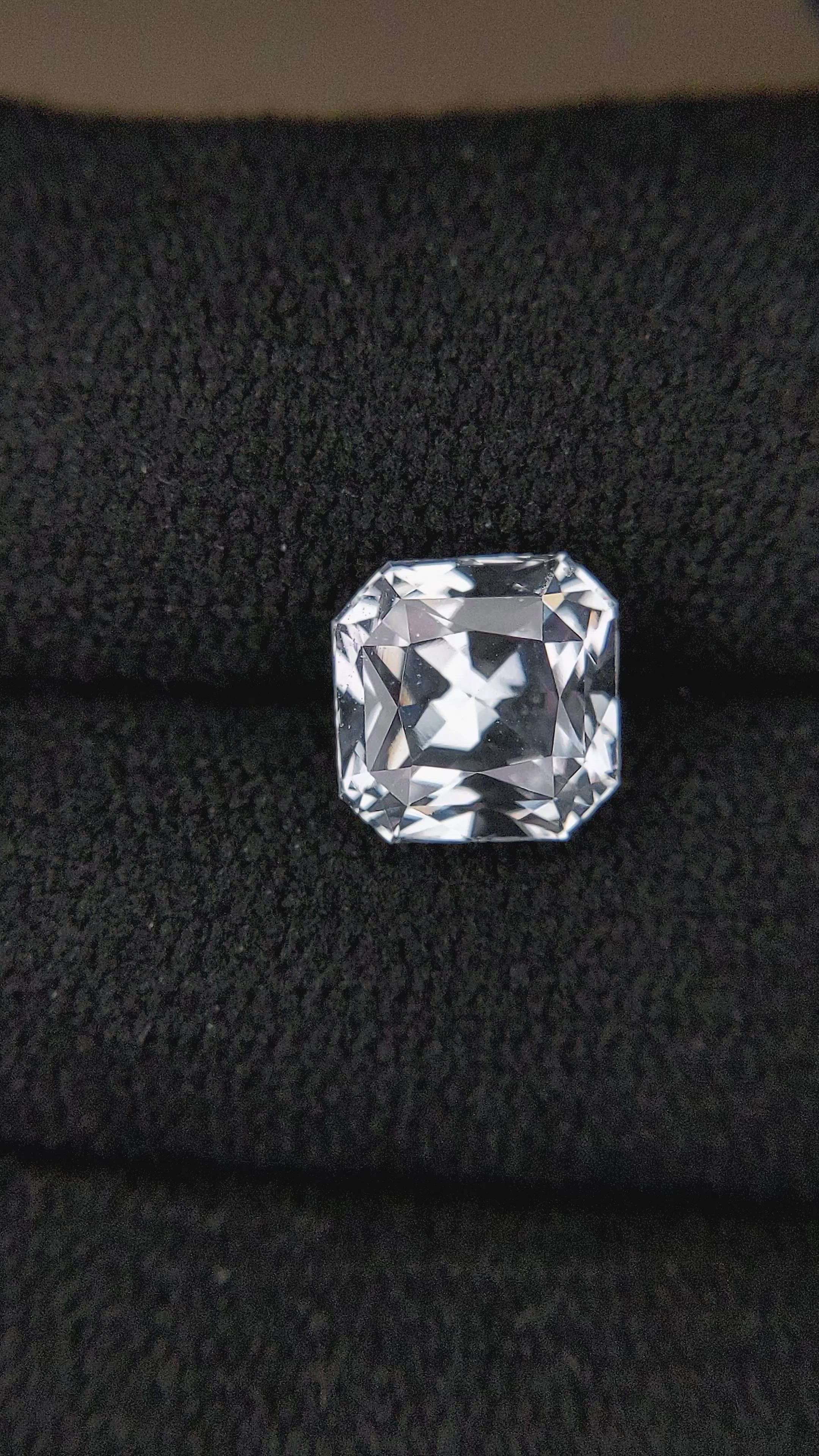 2.29 Ct. White Sapphire from Ceylon (Sri Lanka) Size Video