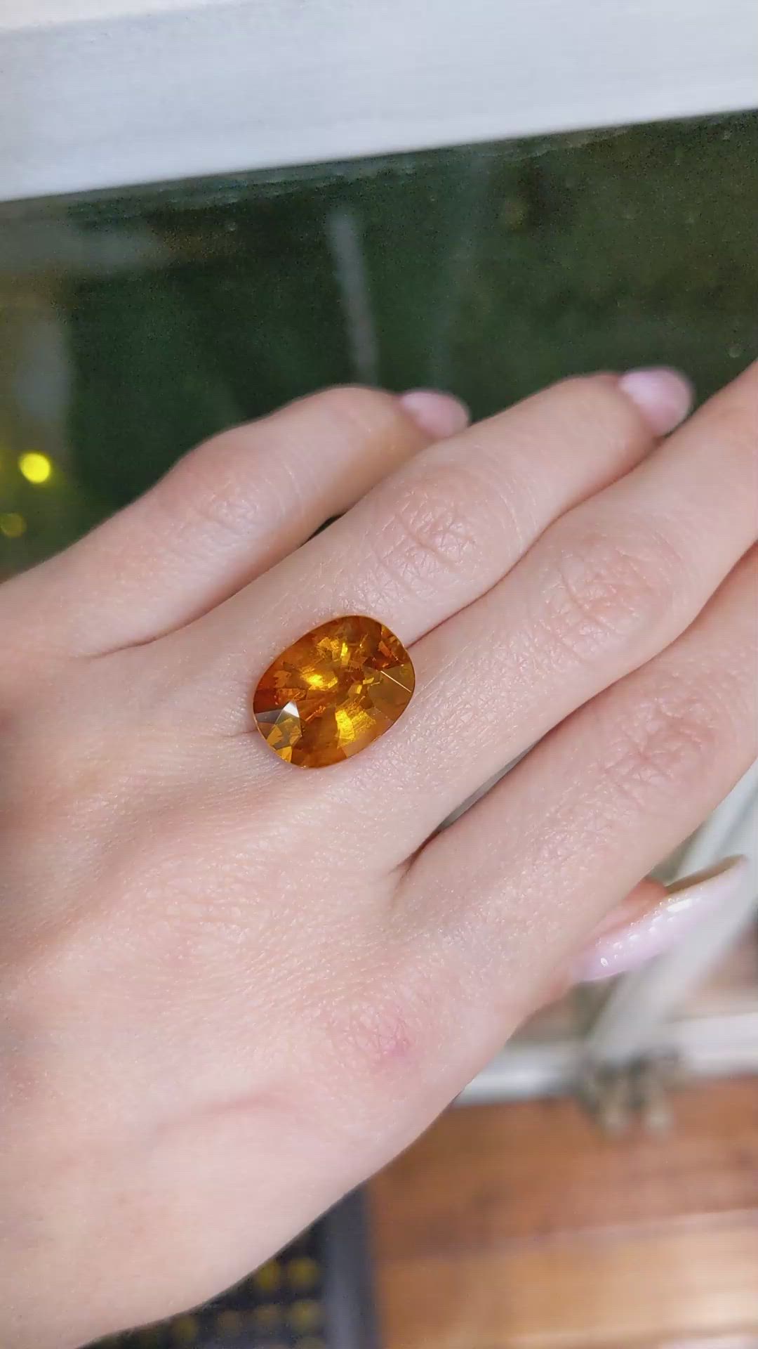 10.02 Ct. Orange Sapphire from Ceylon (Sri Lanka) Size Video