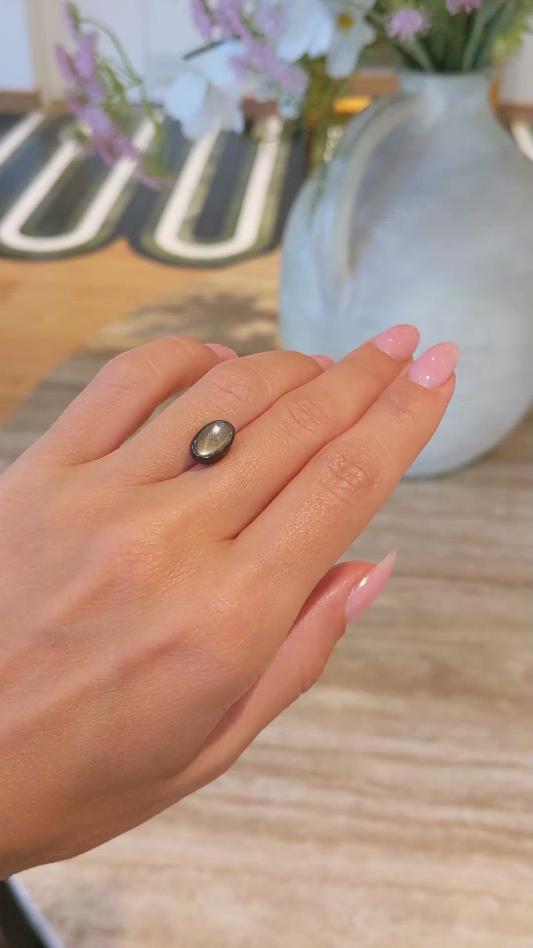 5.36 Ct. Black Star Sapphire from Burma (Myanmar) Size Video