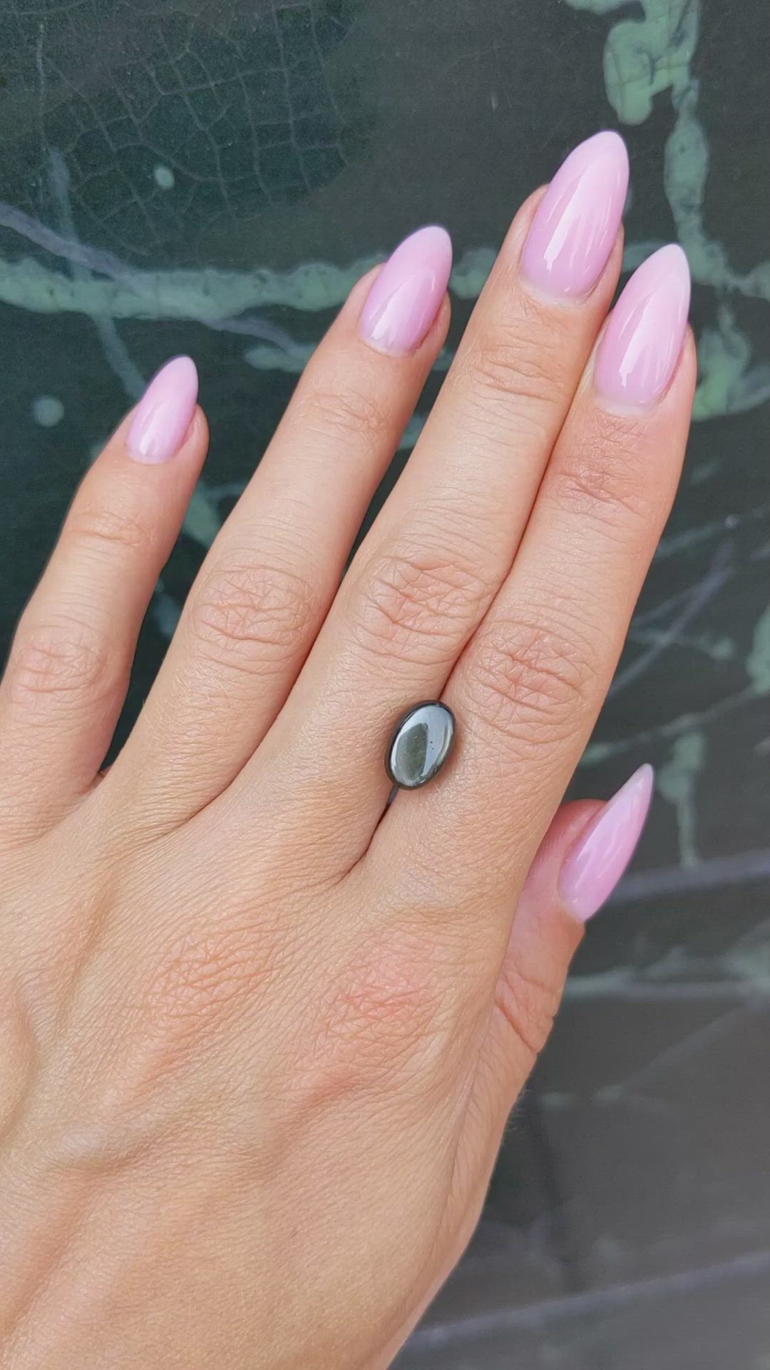 5.36 Ct. Black Star Sapphire from Burma (Myanmar) Size Video